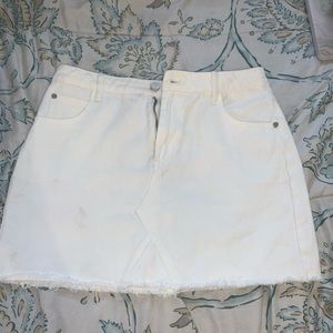 White denim mini skirt